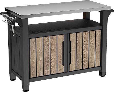 Outdoor Rolling Bar Cart with Wheels