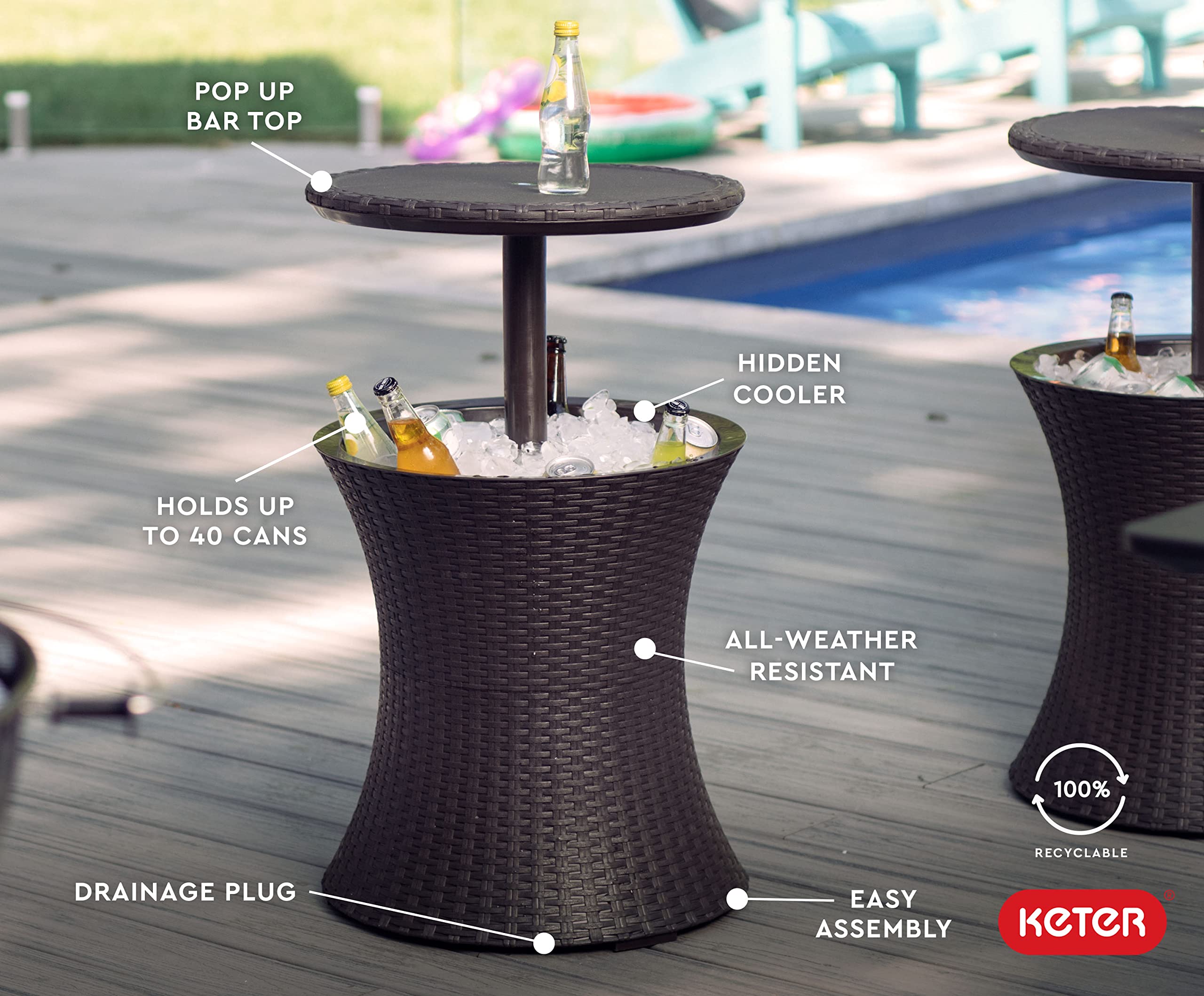 Pacific Cool Bar Outdoor Table with Hidden Cooler