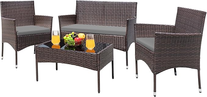 4-Piece Outdoor Rattan Patio Furniture Set