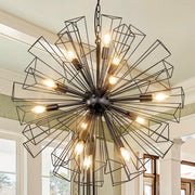 Wellmet Black Sputnik Chandelier, Modern Black Pendant Light, 12-Light Geometric Lighting Fixture, for Living Room, Bedroom, Dining Room, Kitchen, Hallway, Office, Store, Café