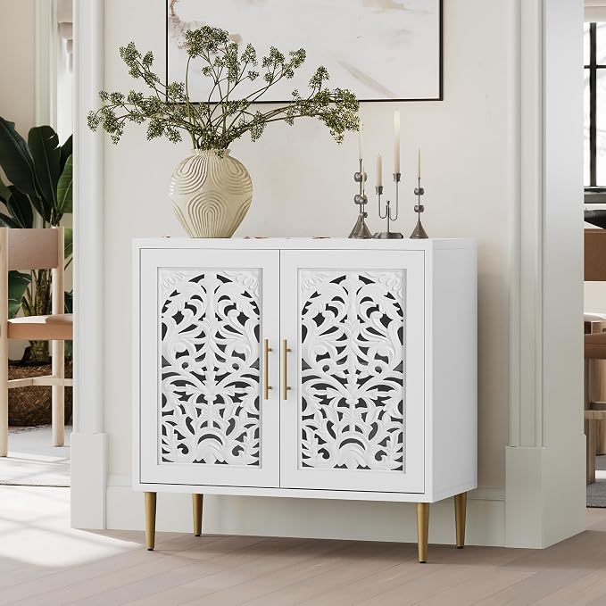 Carved Wood Accent Cabinet