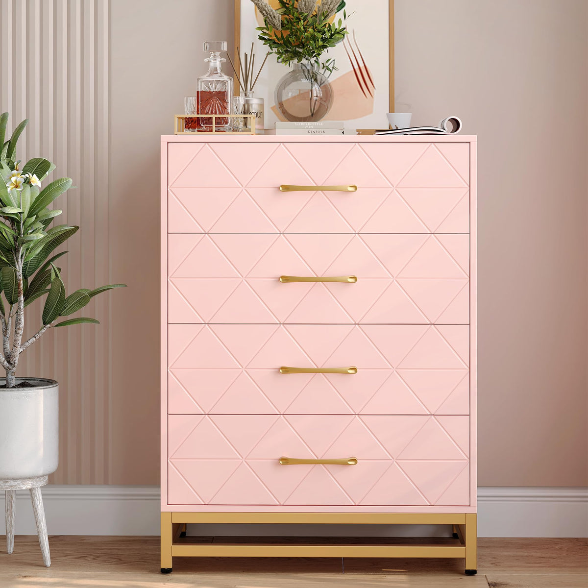 Pink 4-Drawer Dresser