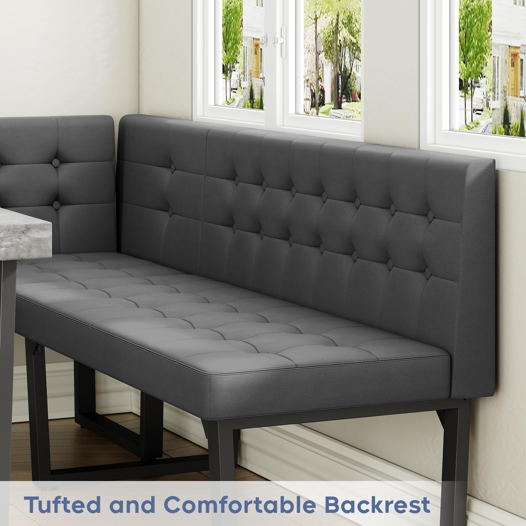 L-Shaped Corner Dining Set with Storage Bench, 5-Piece
