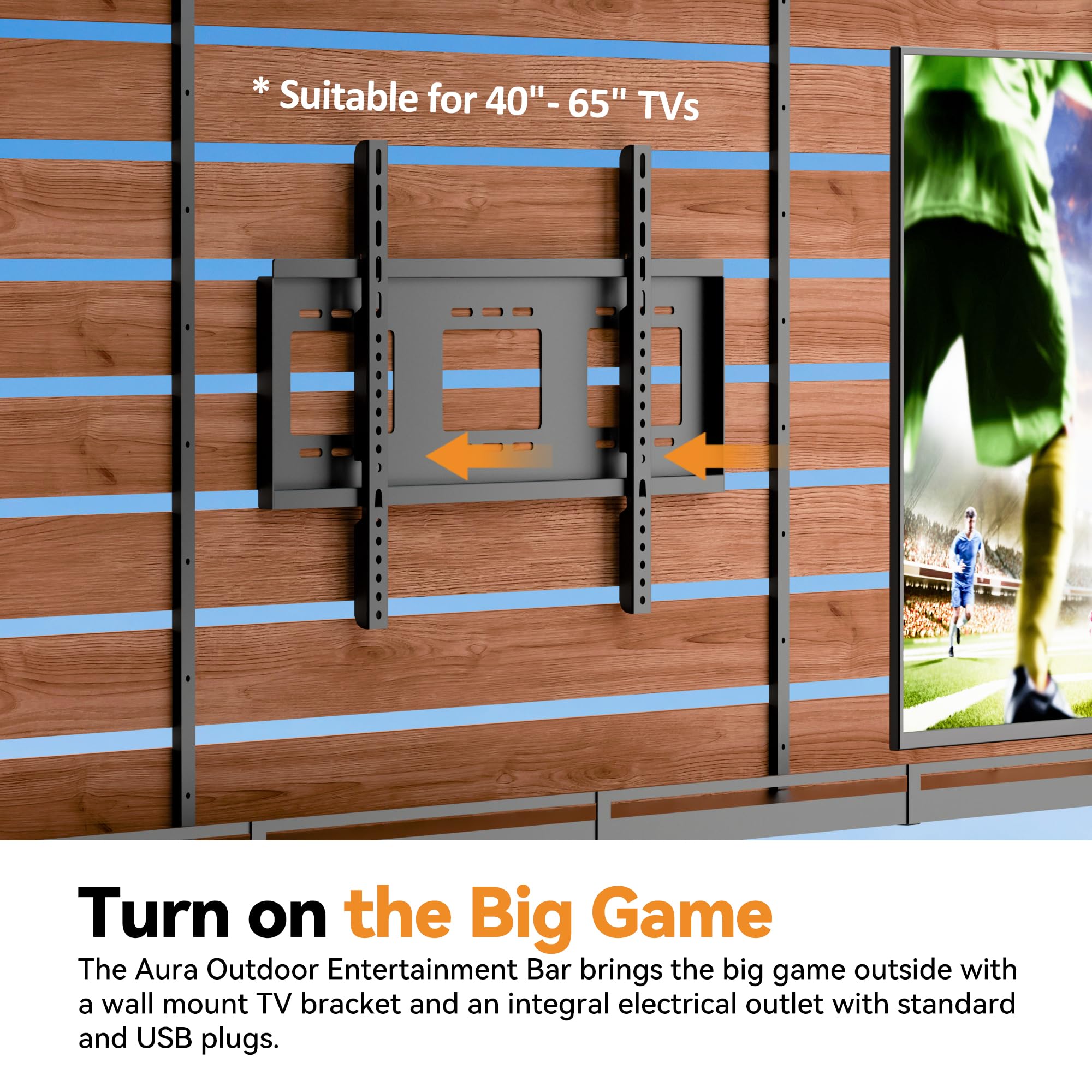 Modern Shade The Aura Cedar Wood Outdoor Bar with Shelves & Paper Towel Holder, Grill Gazebo with USB and USB-C Charging Ports, Wood Gazebo with TV Mount, Galvanized Steel Sloped Roof for Patio