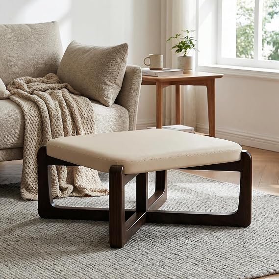 Square Faux Leather Ottoman Coffee Table