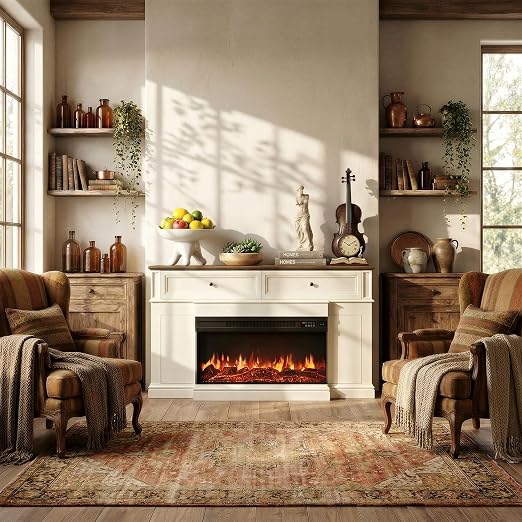 Entertainment Center with 36" 3-Sided Electric Fireplace – Fits TVs up to 70"
