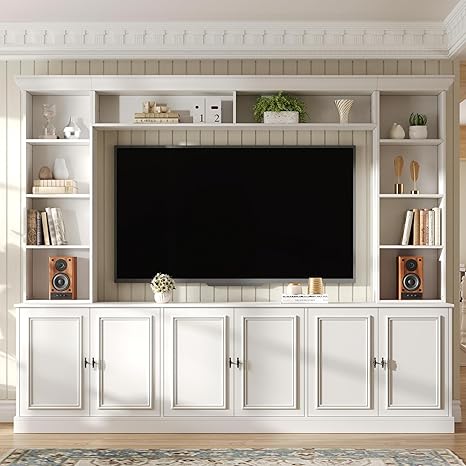 97" Entertainment Center Wall Unit with Bookshelves