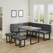 L-Shaped Corner Dining Set with Storage Bench, 5-Piece