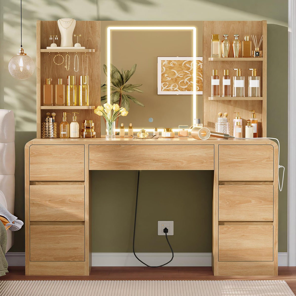 7-Drawer LED Makeup Vanity