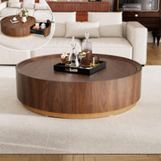 Round Drum Coffee Table with Hidden Storage
