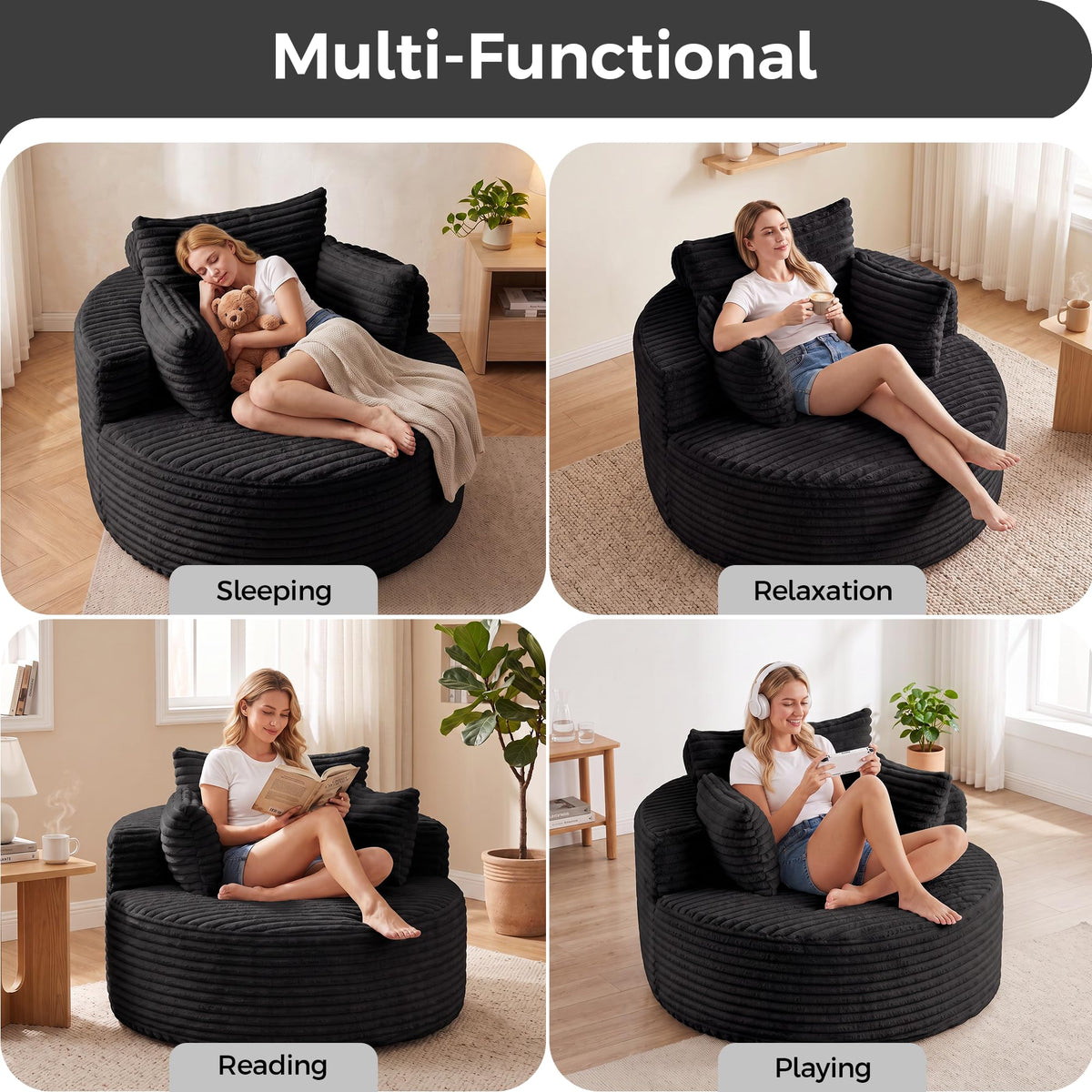 Round Corduroy Lounge Chair
