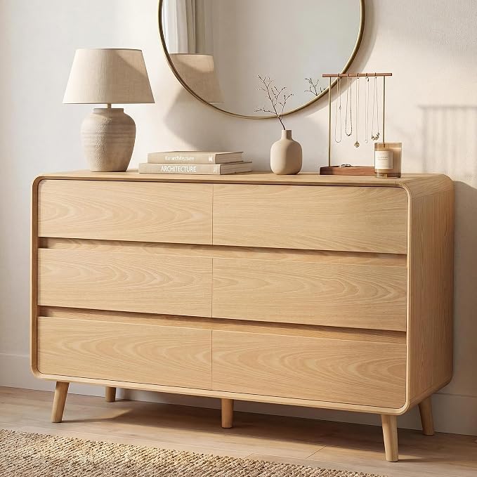 6-Drawer Mid-Century Modern Dresser, 47" Wide