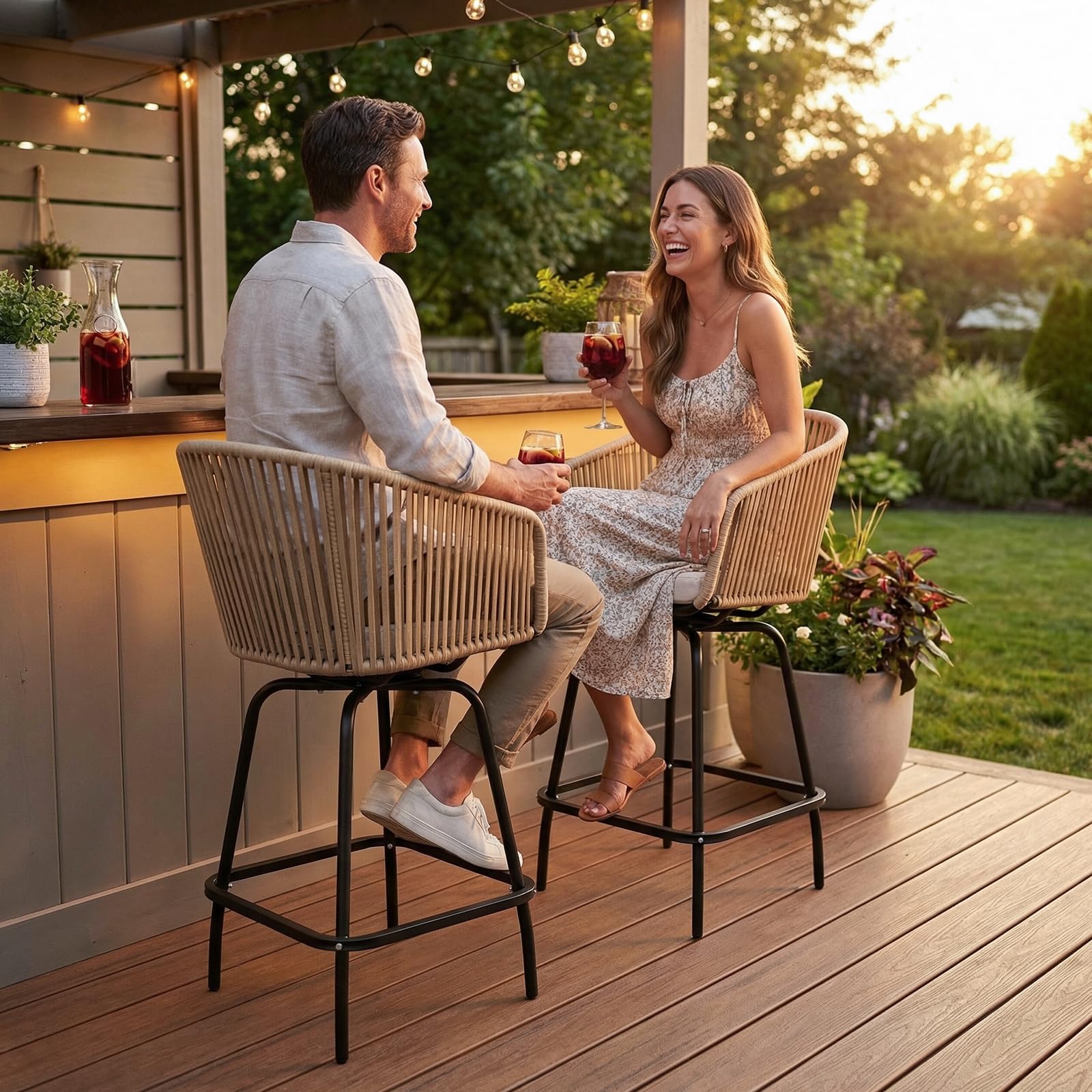 Outdoor Swivel Bar Stools Set of 2