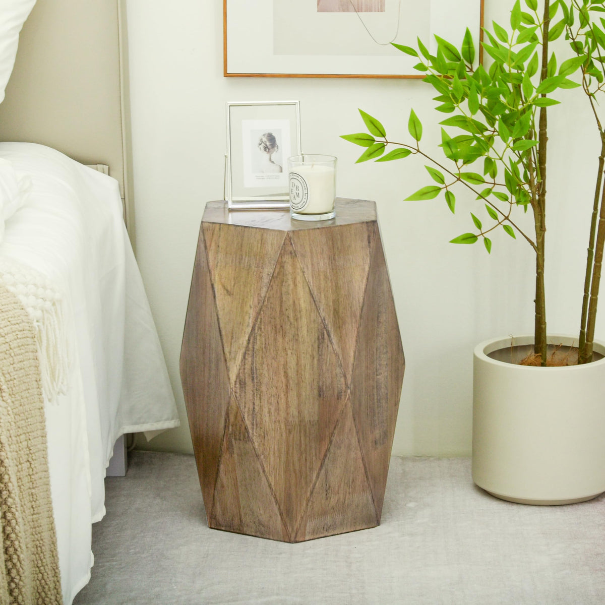 Wood Farmhouse End Table