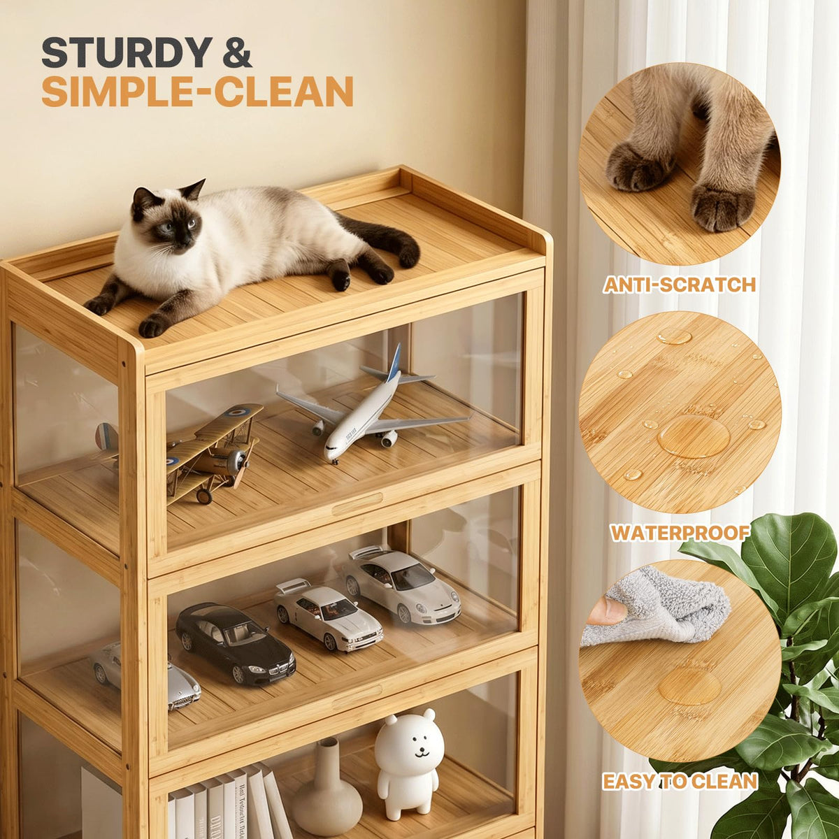 4-Tier Bamboo Display Cabinet