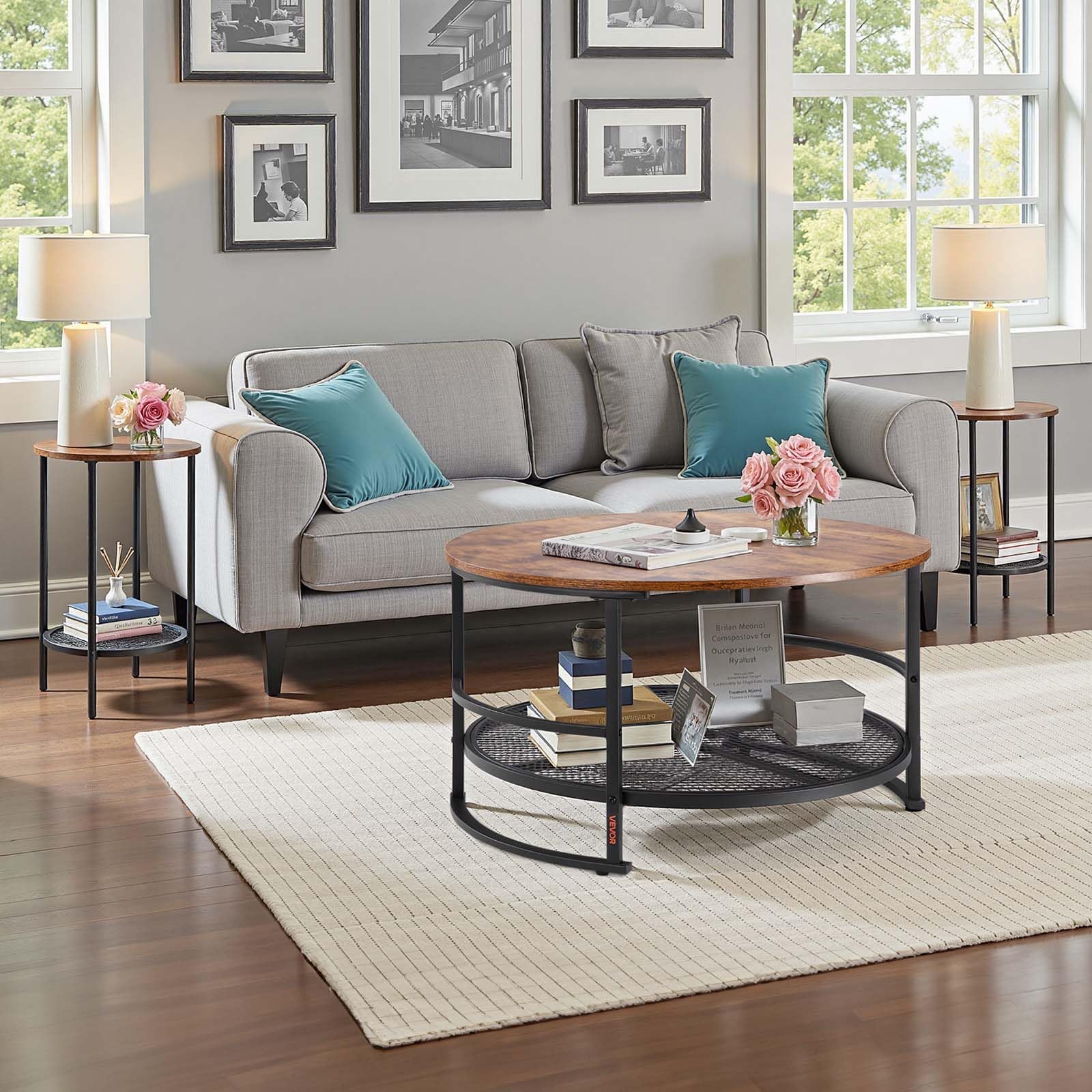 3-Piece Coffee Table Set with 2 End Tables