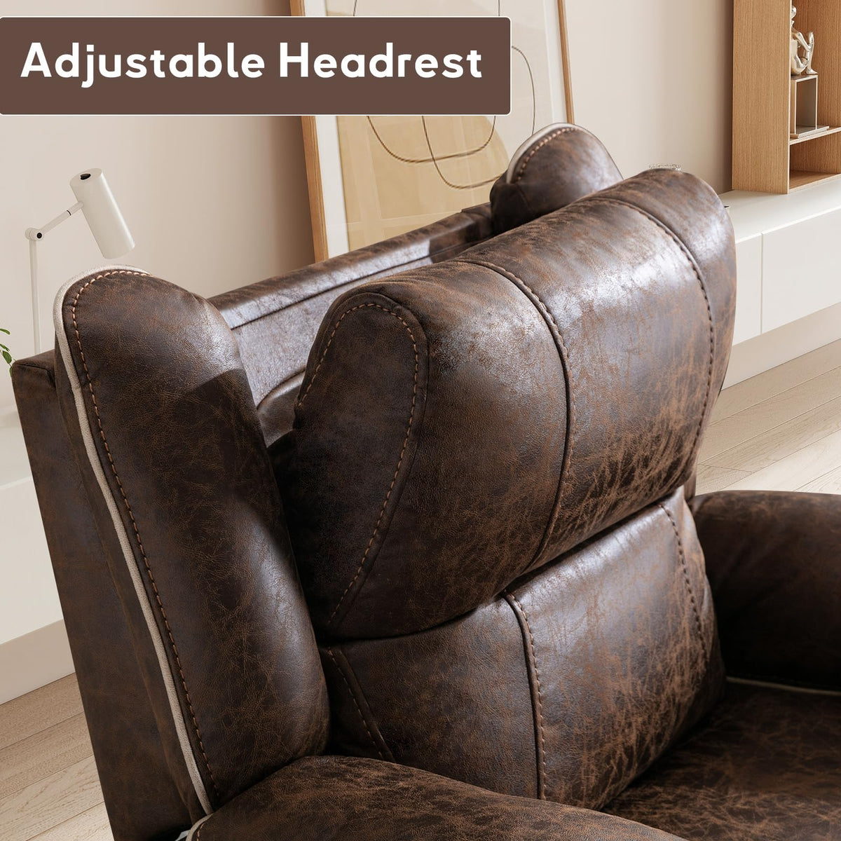 Bonzy Home Power Lift Recliner Chair for Elderly with Massage and Heat, Dual Motor Faux Leather Recliner Chair with Spacious Seat, 2 Cup Holders, Adjustable Headrest, Remote (Dark Brown)