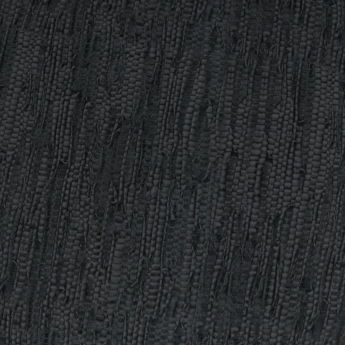 Black Leather Round Pouf