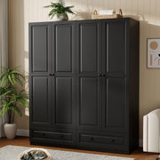 Mhsatyrs Black Armoire Wardrobe Closet with 2 Drawers, 74" Tall X 63" Wide