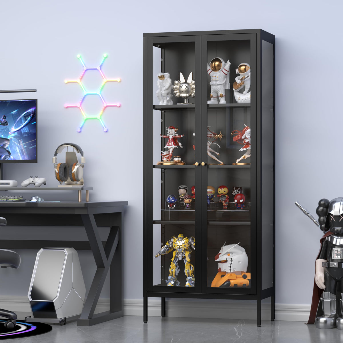 4-Tier Glass Display Cabinet