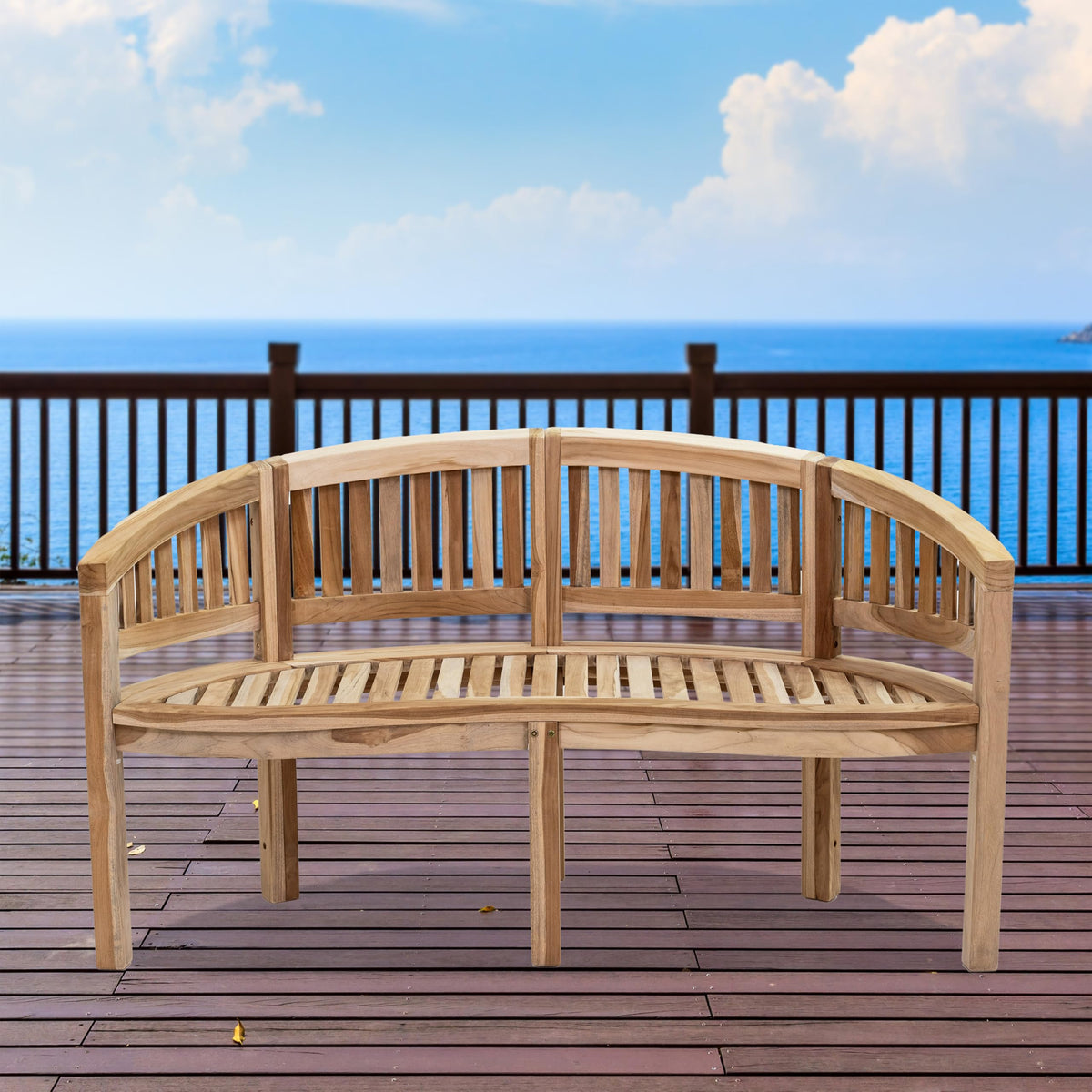Curved Teak Outdoor Bench
