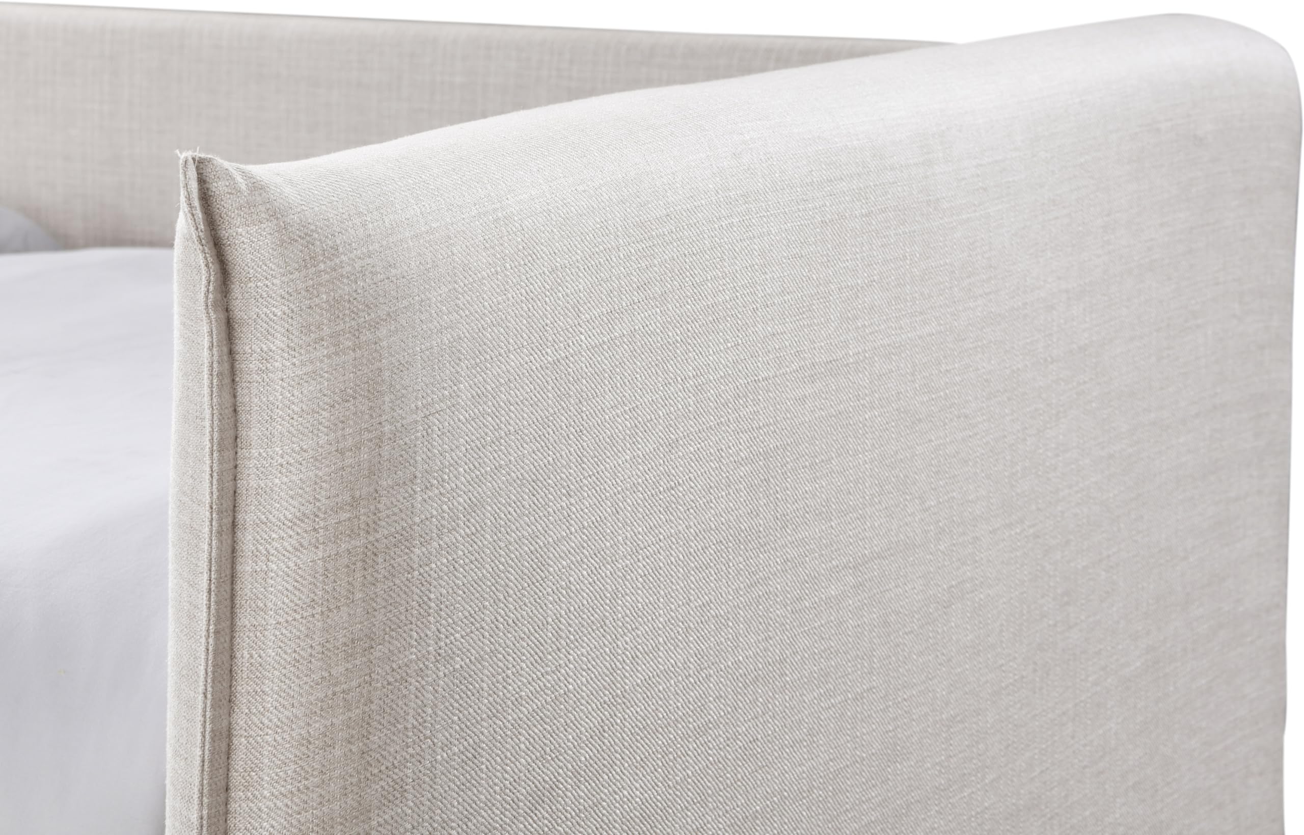 Meridian Furniture ColtonCream-T Colton Collection Modern | Contemporary Twin Daybed with Soft Cream Durable Linen Textured Fabric, Twin Trundle, 84.5" W x 45" D x 32" H, Cream