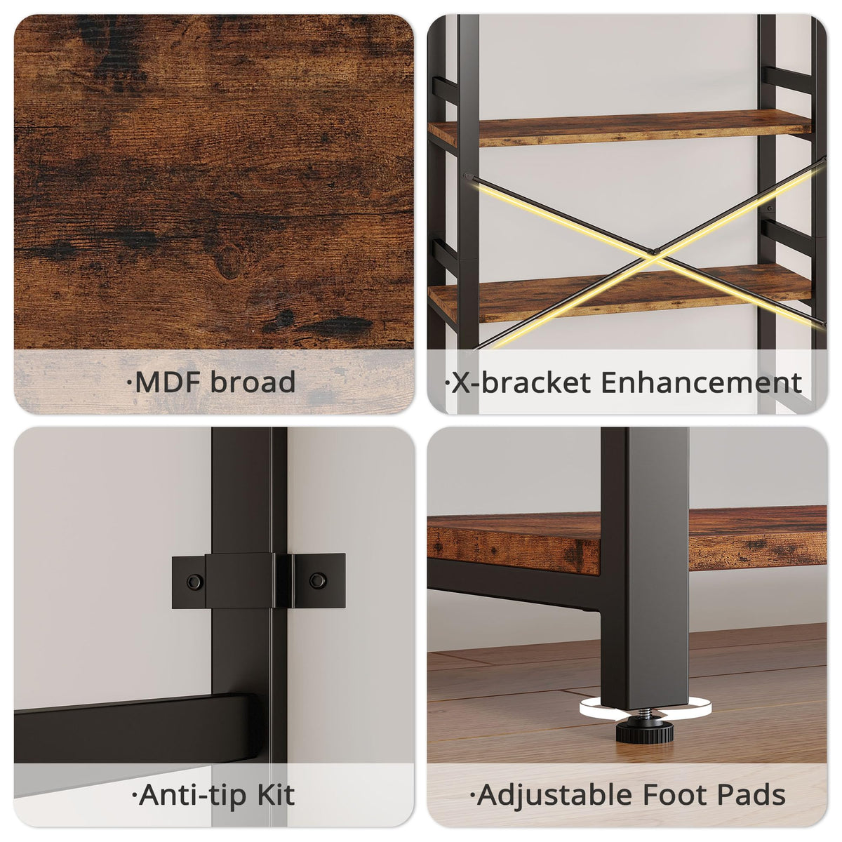 6-Tier Industrial Ladder Bookcase