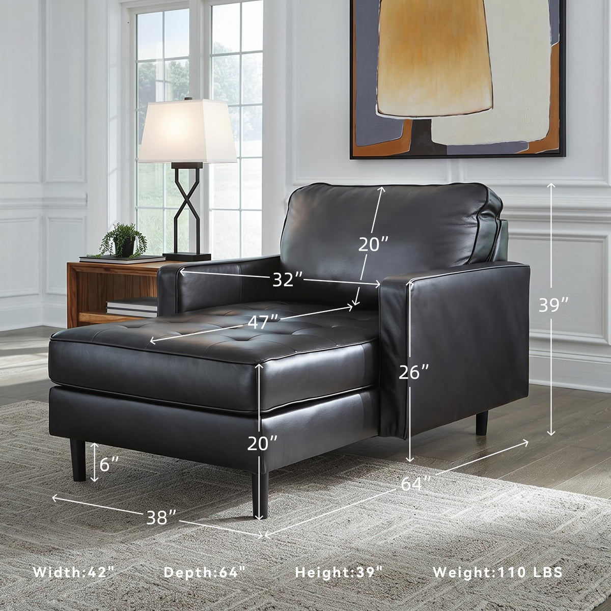 Black Leather Chaise Lounge