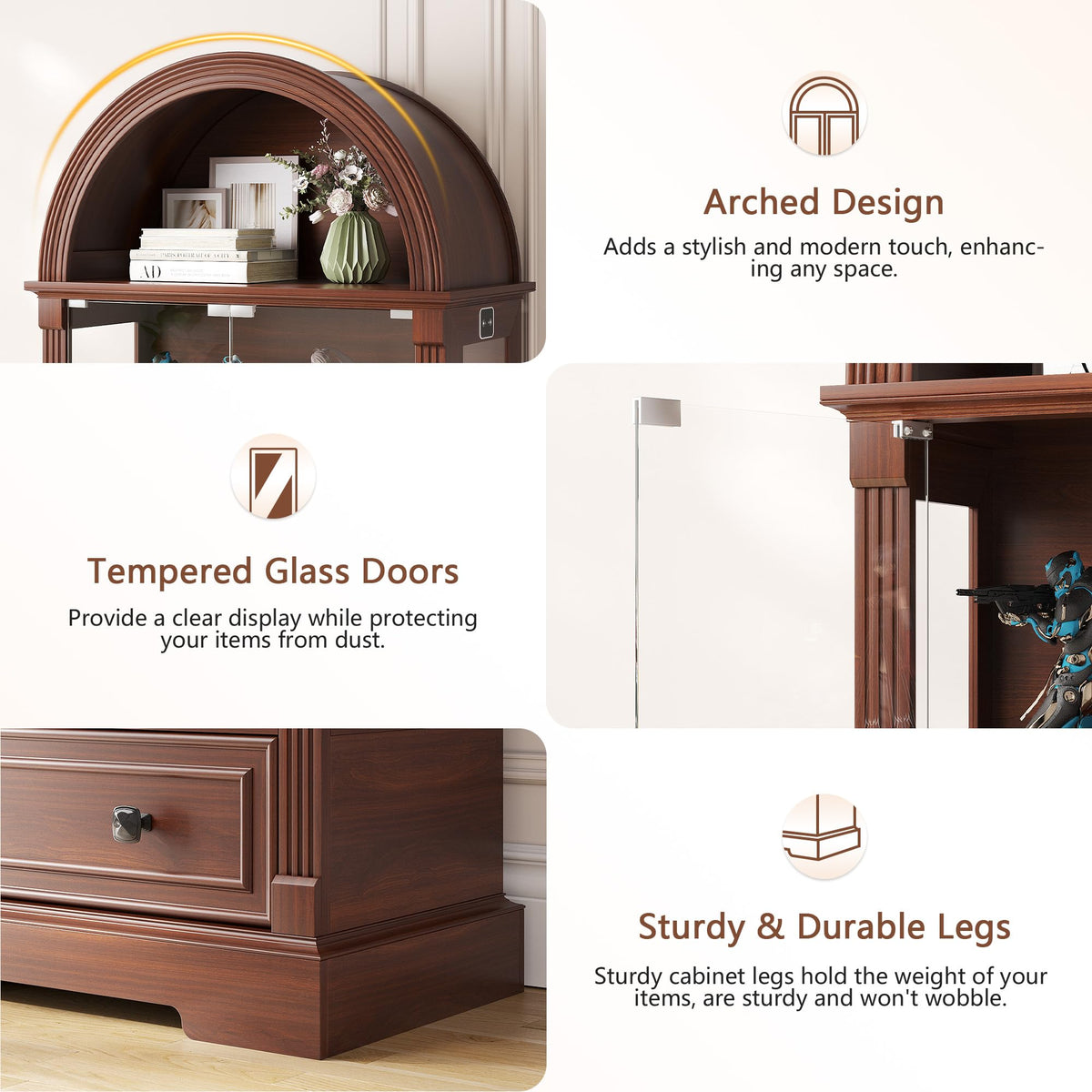 Arched Glass Display Cabinet