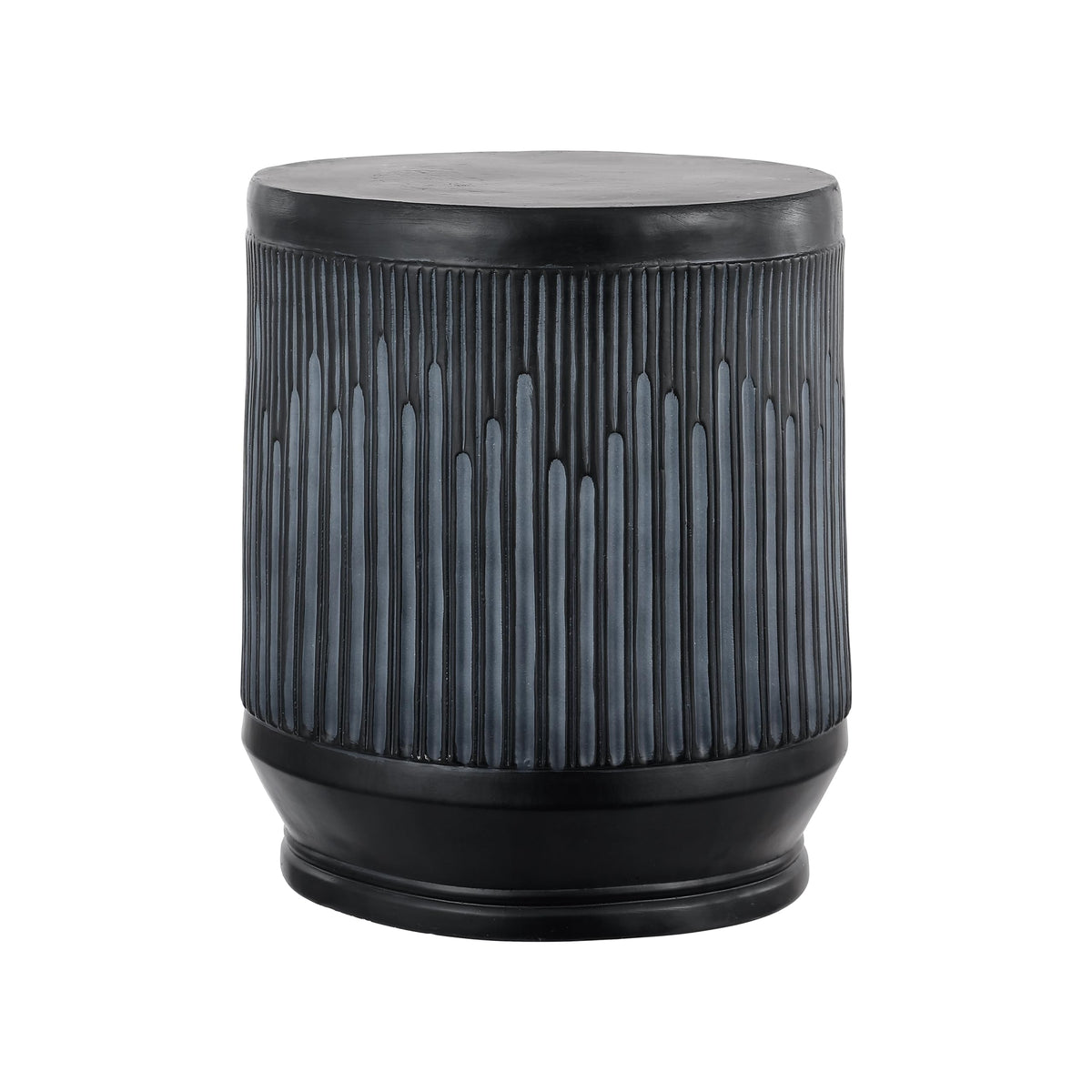 Ribbed Resin Drum Accent Table