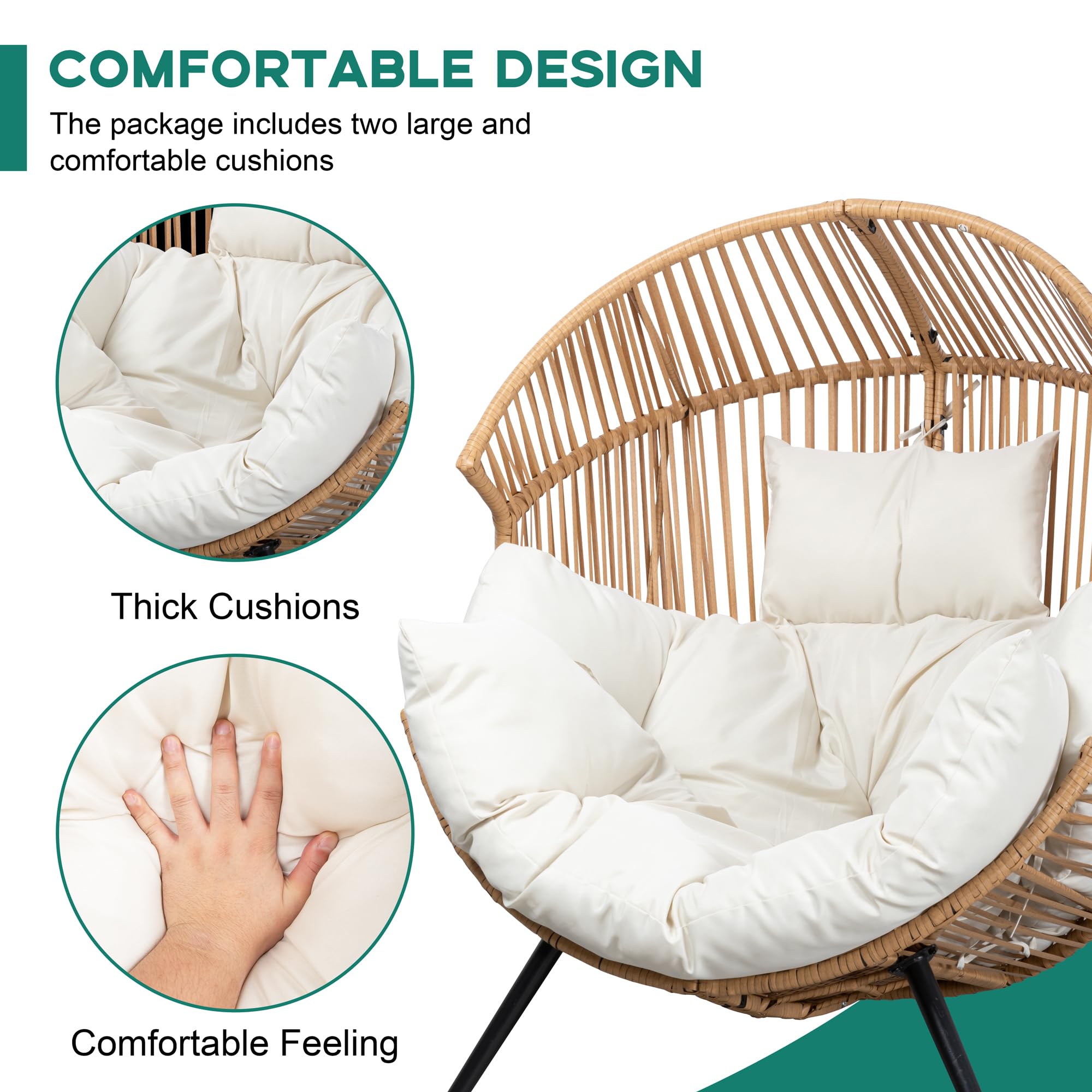 Wicker Egg Chair – Outdoor & Indoor Rattan Patio Chair with Cushion