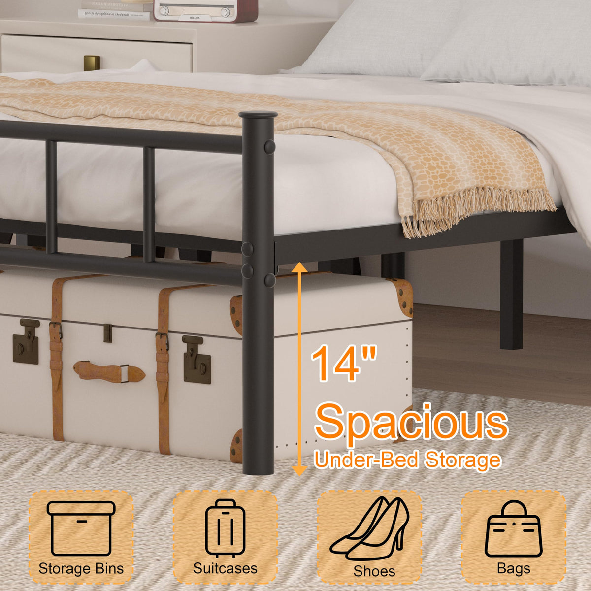 ZASHONT Full Bed Frame with Headboard,Steel Slat Support,Easy Assembly