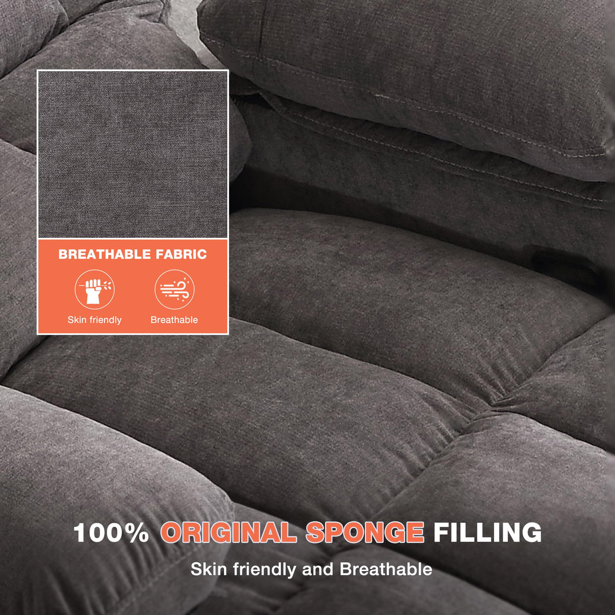Manual Swivel Rocking Recliner Chair with 8-Zone Massage & Lumbar Heat