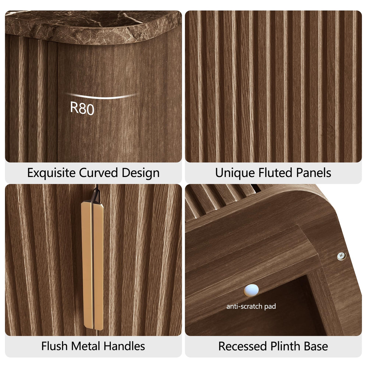 win2win 63" Fluted Sideboard Buffet Cabinet with Storage