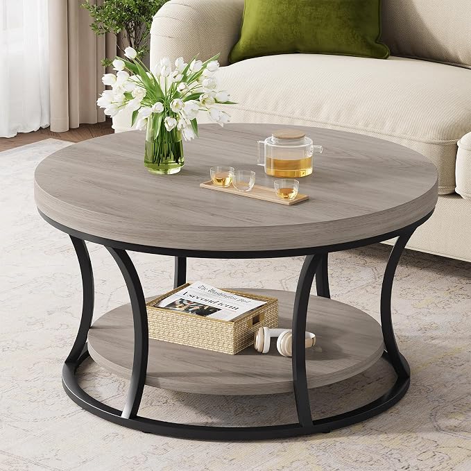 Round Coffee Table with Storage