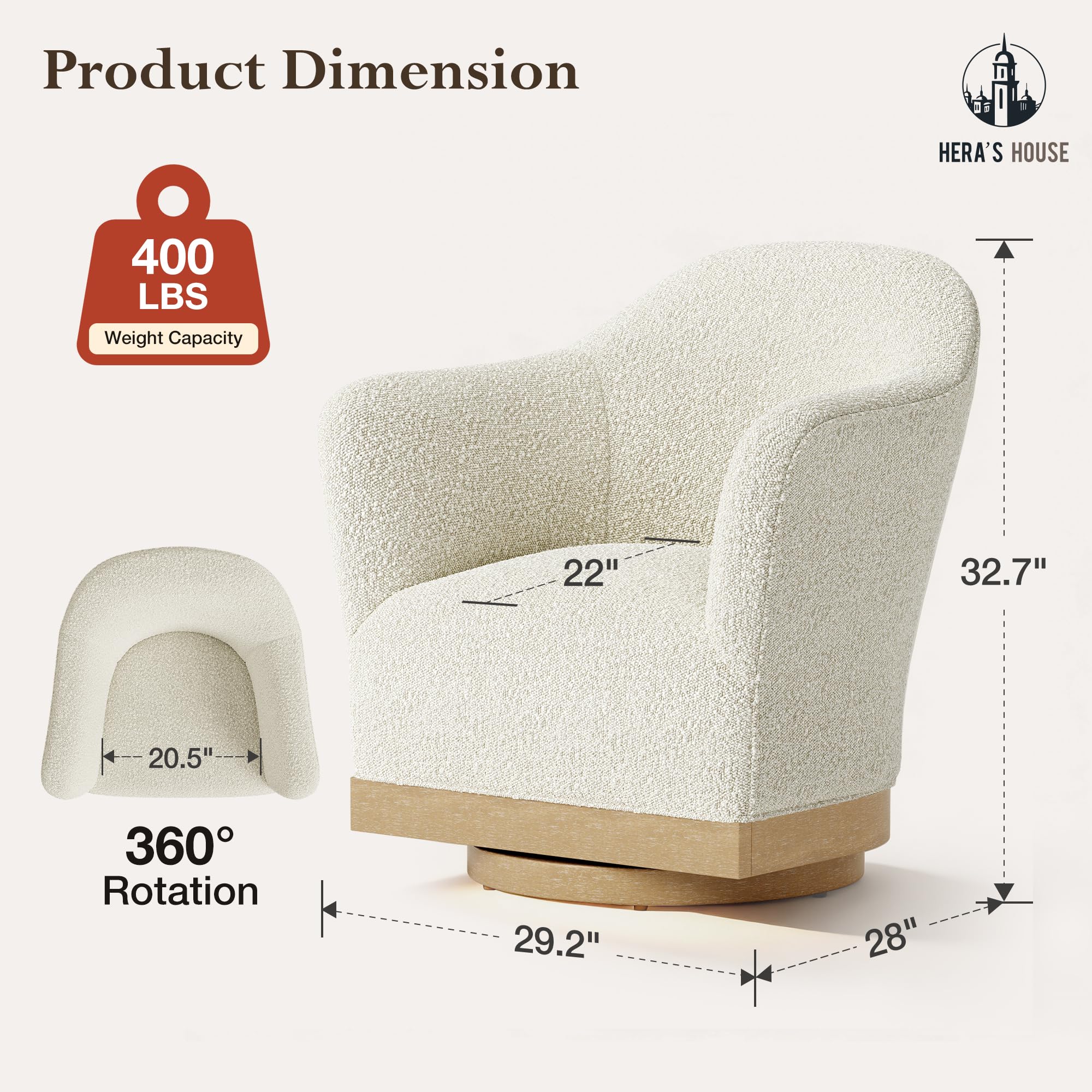 Swivel Barrel Accent Chair – High-Back Armchair with 360° Swivel