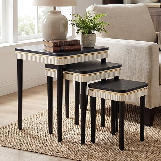 3-Piece Nesting Side Tables Set, Mid-Century Modern