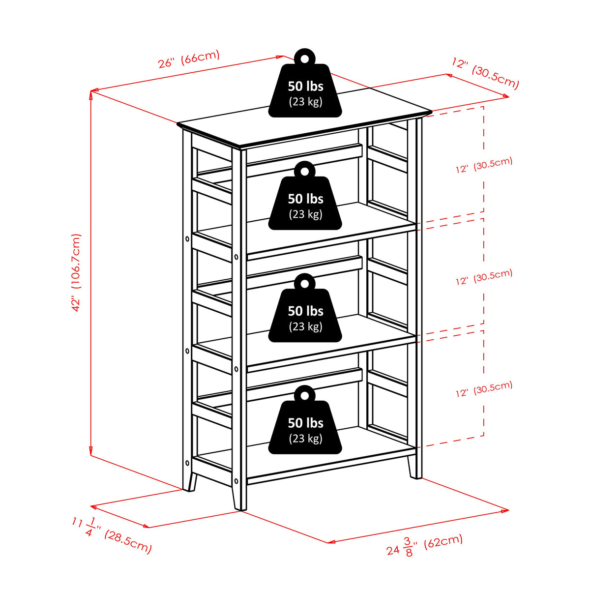 Winsome Studio 3-Tier Bookshelf, Honey Pine, 42"