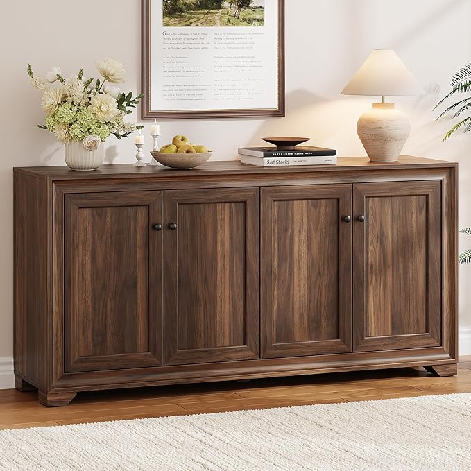 60" 4-Door Sideboard Buffet Cabinet with Adjustable Shelves
