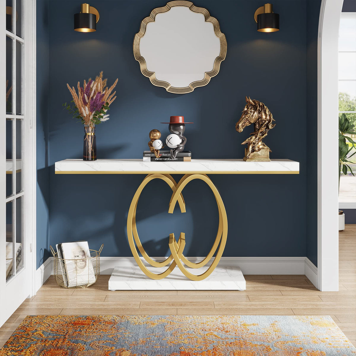Faux Marble Console Table