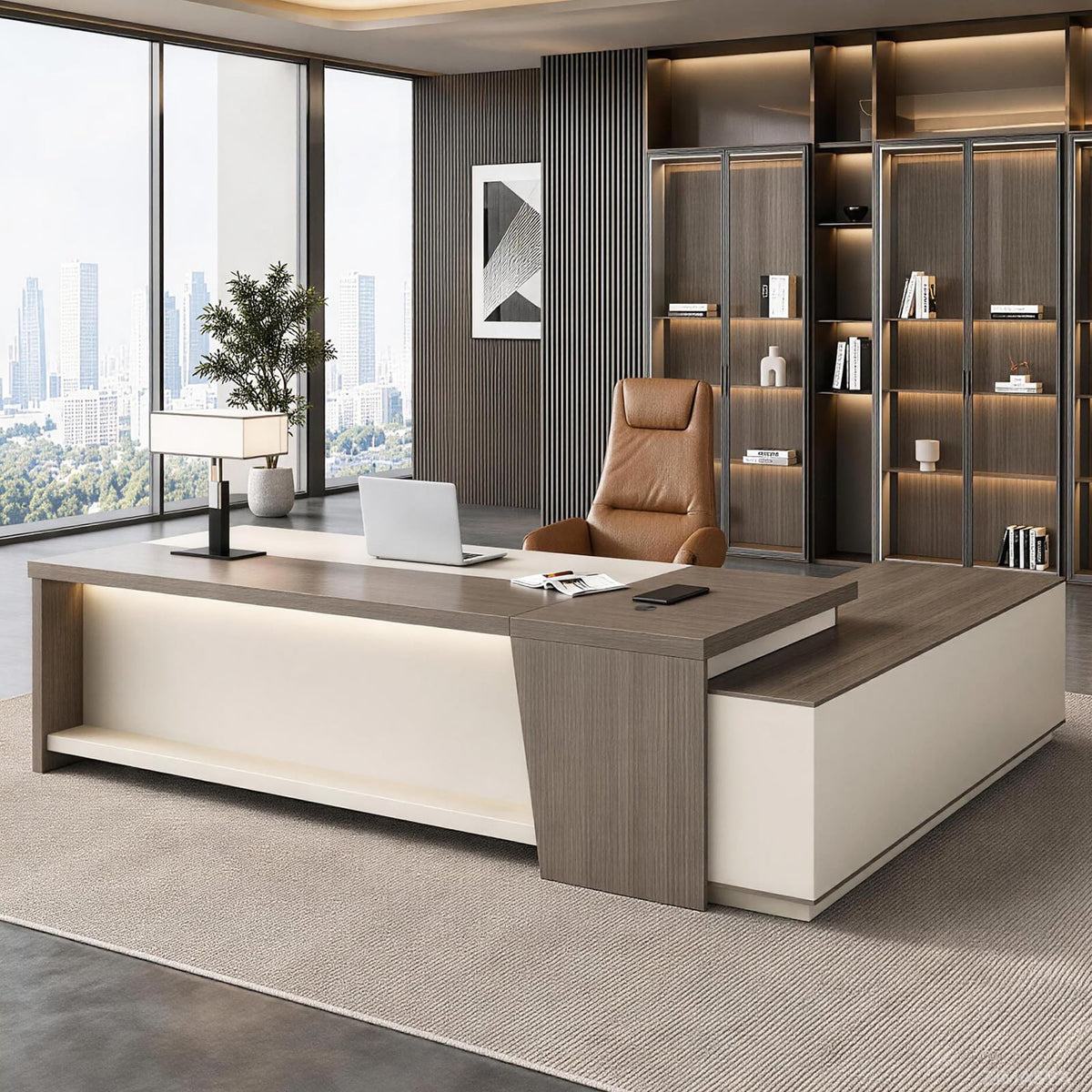 Right-Return L-Shaped Executive Desk