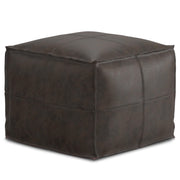 Square Leather Pouf Ottoman