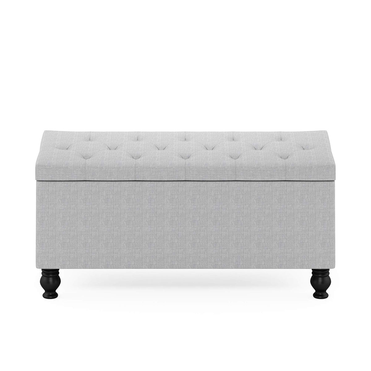 FURINNO Laval Button Tufted Storage Ottoman Bench for Entryway and Bedroom, Glacier