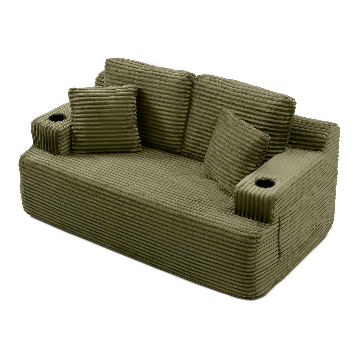 Corduroy Sofa with Cup Holders