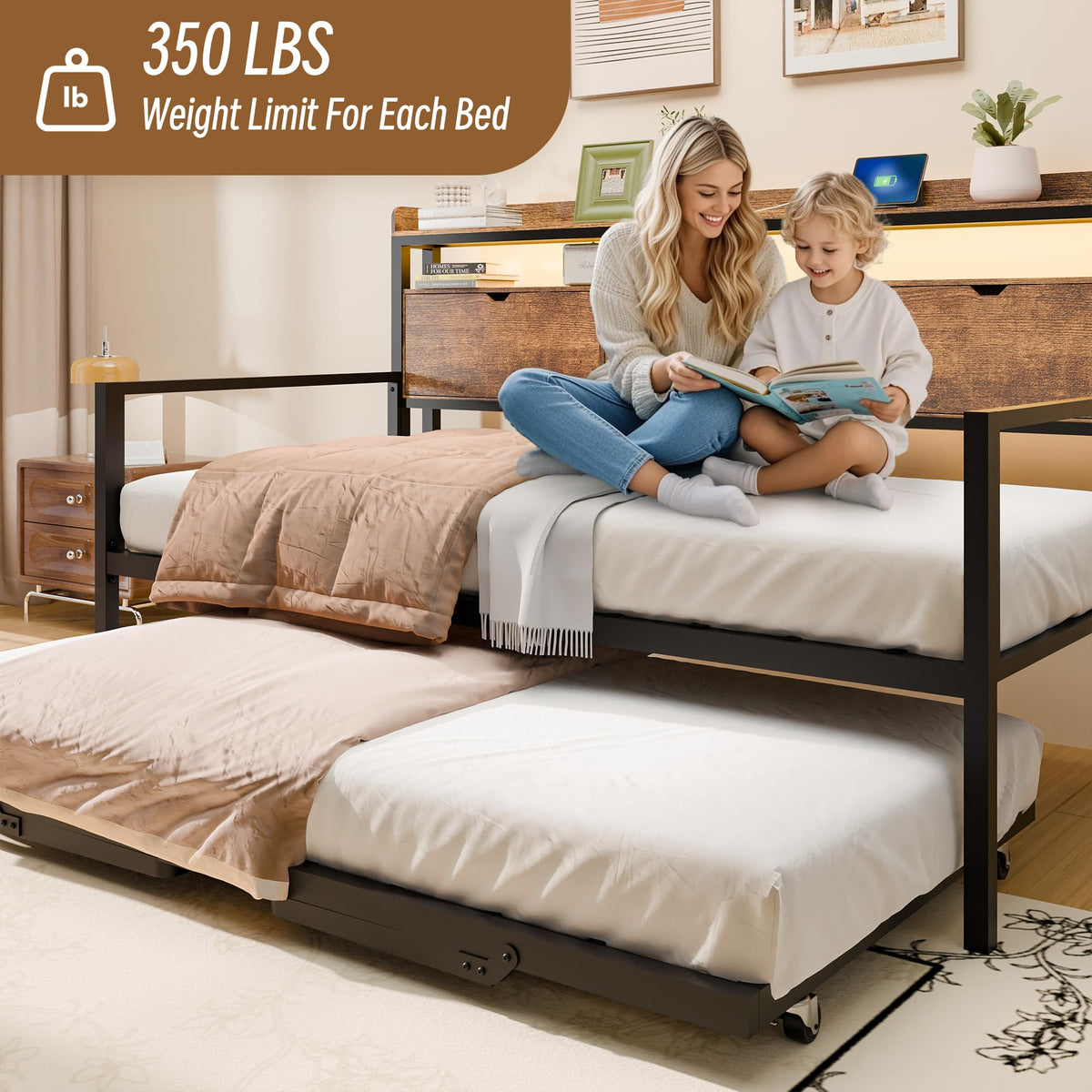 Expandable Daybed with Pop-Up Trundle