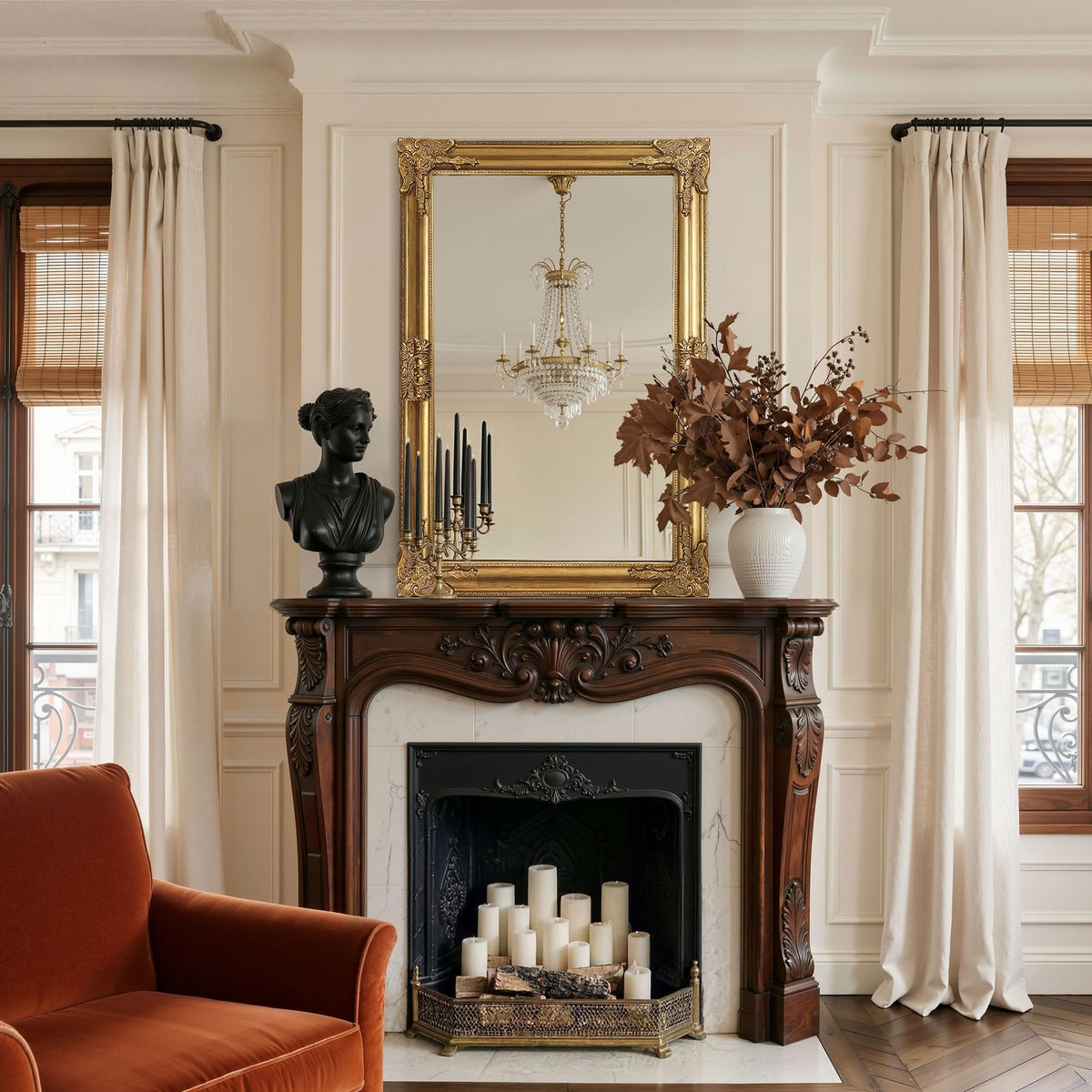 Ornate Gold Baroque Wall Mirror