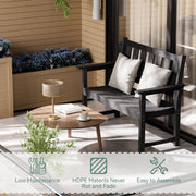 ACUEL 50" Poly Lumber Outdoor Bench, 2-Person HDPE Weatherproof Patio Garden Bench with 800 lbs Weight Capacity, Multi-Purpose Design Ideal for Porch, Backyard, Lawn, Park, Balcony and School (Black)
