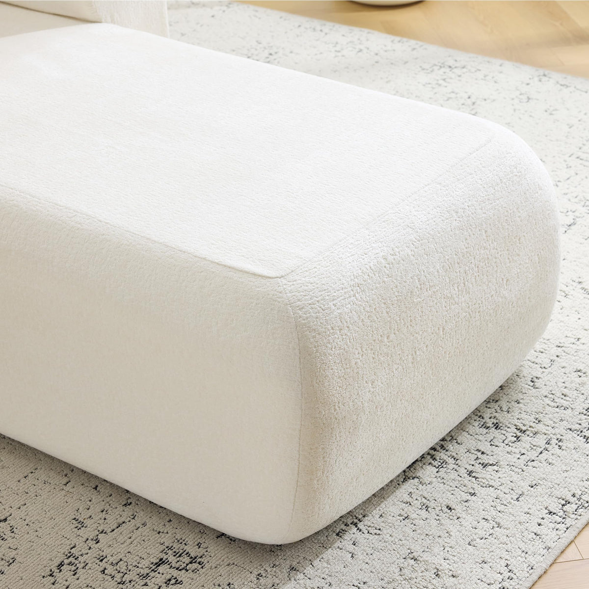 Beige Bouclé Chaise Lounge