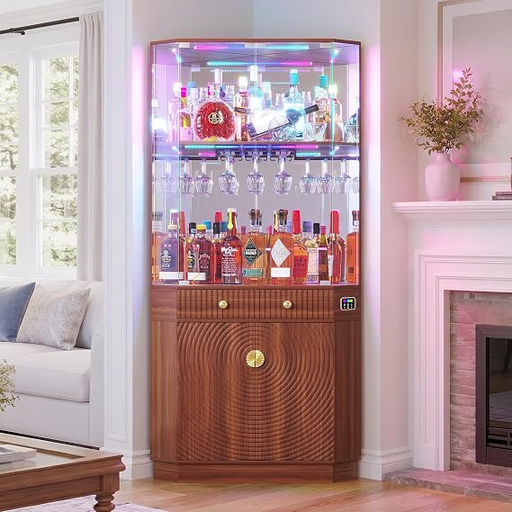 RGB Corner Bar Cabinet with Motion Sensor