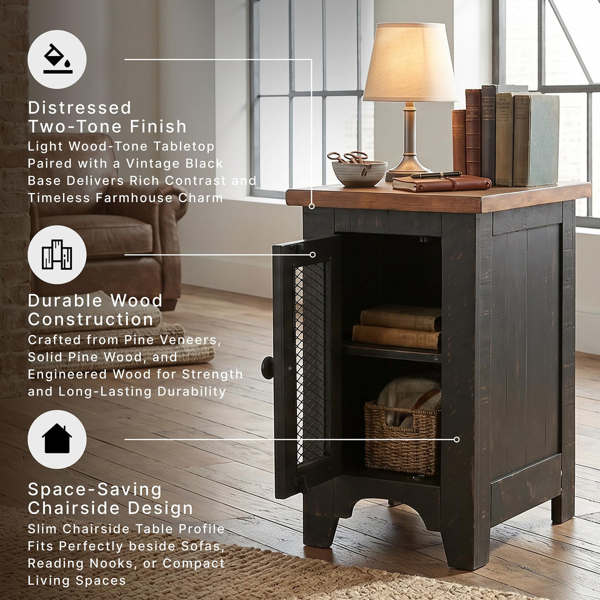 Farmhouse Storage End Table